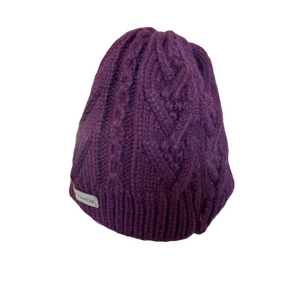 Columbia Omni Heat Hat Cap Mens Women’s Beanie OS Columbia Cable Knit Maroon - Picture 8 of 9